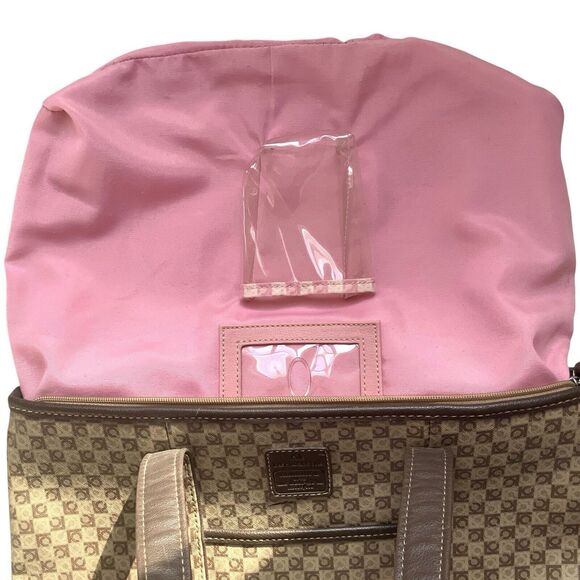 Vintage Liz Claiborne Y2K LC Logo Tote Bag Tan Brown With Umbrella Pocket - Picture 11 of 13